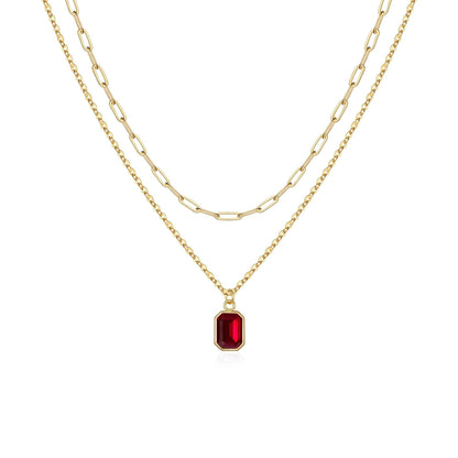 Paperclip Layered Ruby Necklace | Gold Maya Henry Jewelry