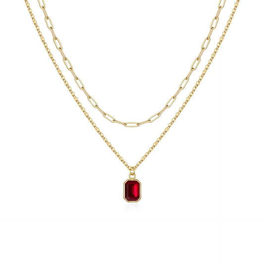 Paperclip Layered Ruby Necklace | Gold Maya Henry Jewelry