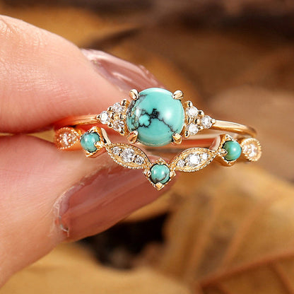 Aureva Turquoise Crown Ring Set | Gold Maya Henry Jewelry