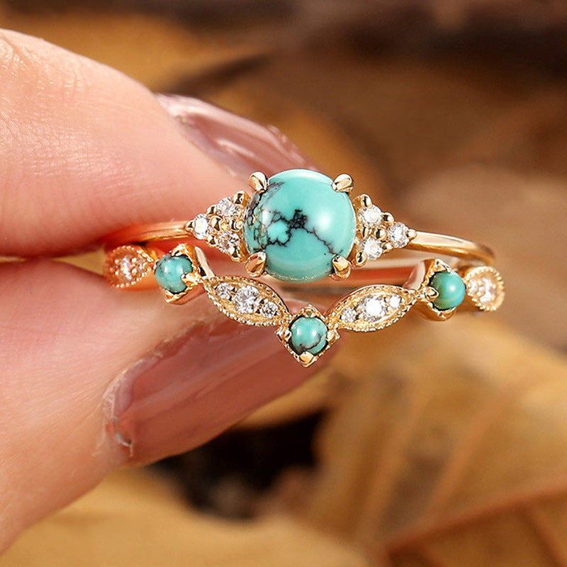 Aureva Turquoise Crown Ring Set | Gold Maya Henry Jewelry