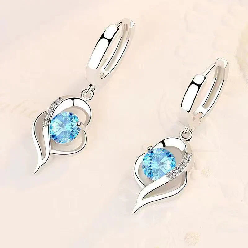 Eclipse Heart Drop Earrings | White Gold Maya Henry Jewelry