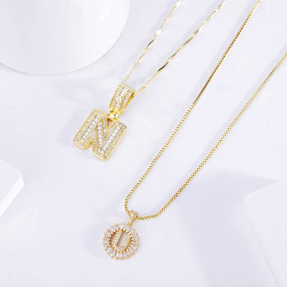 Pave letter initial necklace set | Gold Maya Henry Jewelry