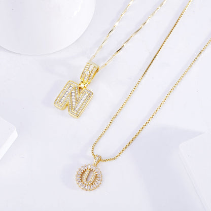 Pave letter initial necklace set | Gold Maya Henry Jewelry