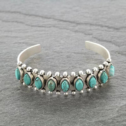 Azmira Turquoise Cuff Bracelet | White Gold Maya Henry Jewelry