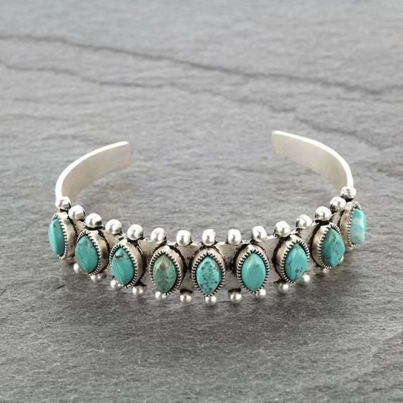Azmira Turquoise Cuff Bracelet | White Gold Maya Henry Jewelry