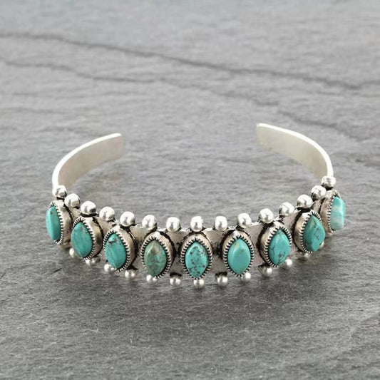 Azmira Turquoise Cuff Bracelet | White Gold Maya Henry Jewelry