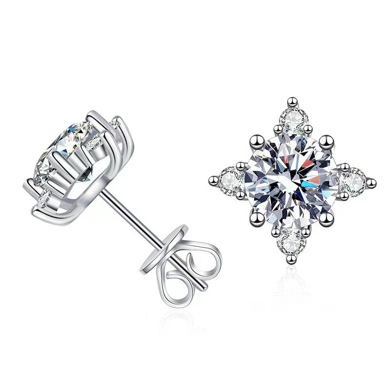 Aurelie flower earrings | White gold Maya Henry Jewelry