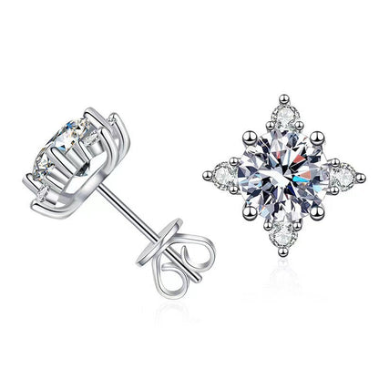 Aurelie flower earrings | White gold Maya Henry Jewelry