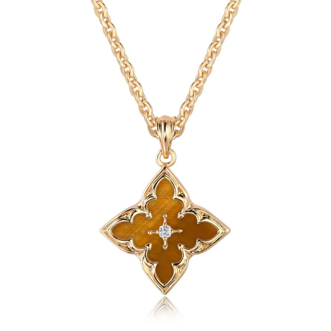 Brown Clover Pendant Necklace | Gold Maya Henry Jewelry
