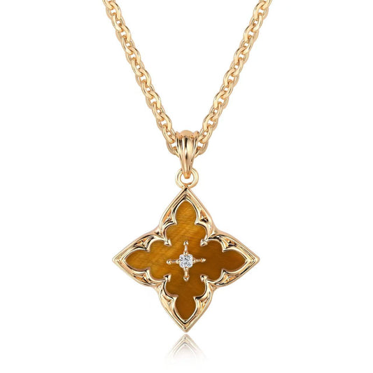 Brown Clover Pendant Necklace | Gold Maya Henry Jewelry
