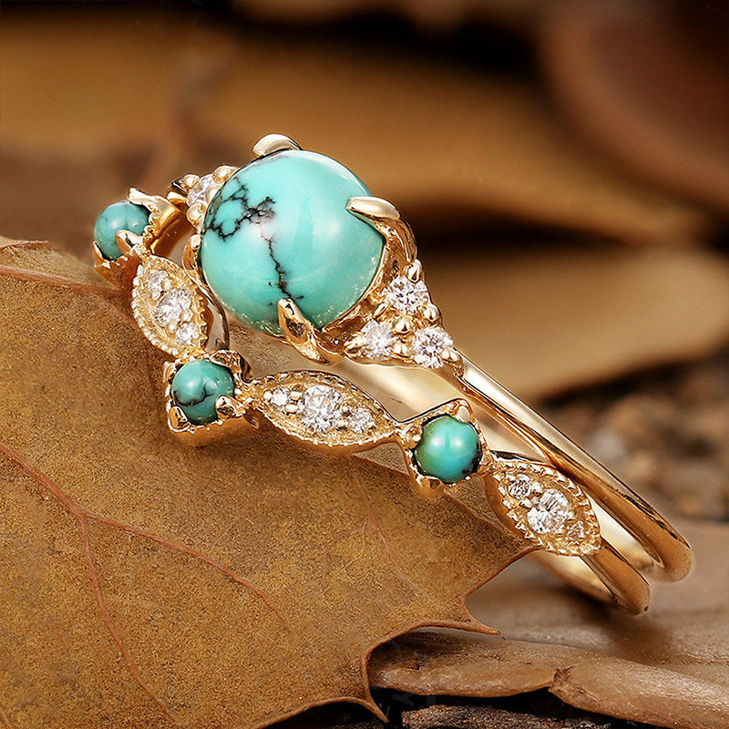 Aureva Turquoise Crown Ring Set | Gold Maya Henry Jewelry
