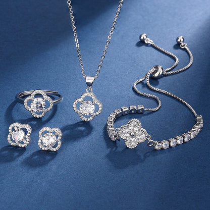 Aria Clover Charm Set | White Gold Maya Henry Jewelry