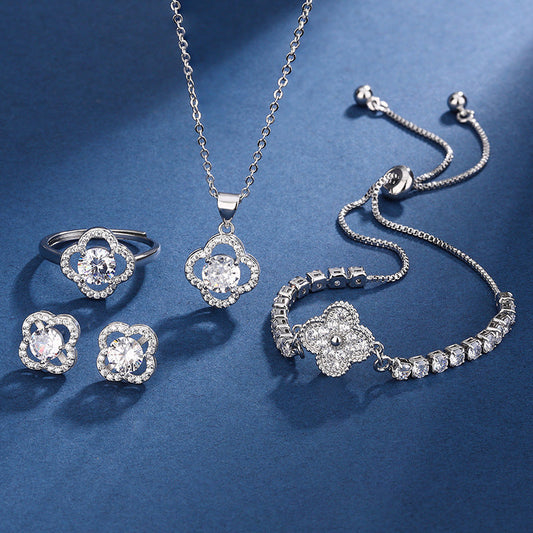 Aria Clover Charm Set | White Gold Maya Henry Jewelry