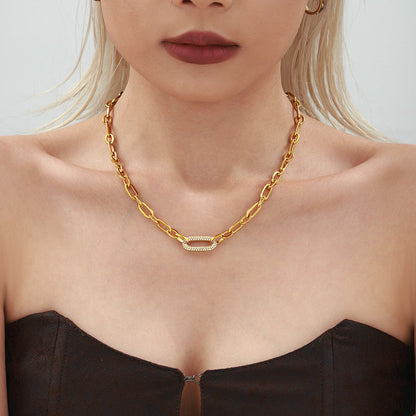 Paved Chunky Chain Link Jewelry Set | Gold Maya Henry Jewelry
