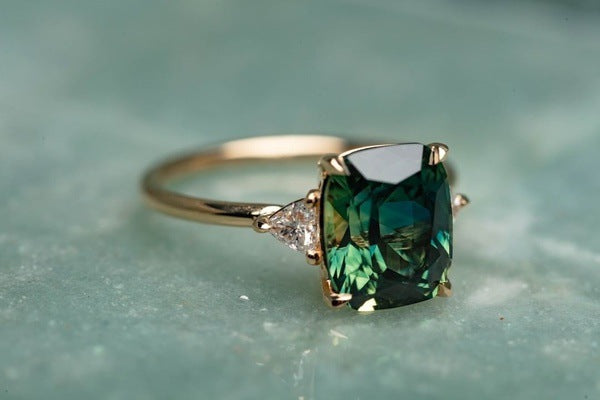 Vintage-Inspired Green Gemstone Ring | Gold Maya Henry Jewelry