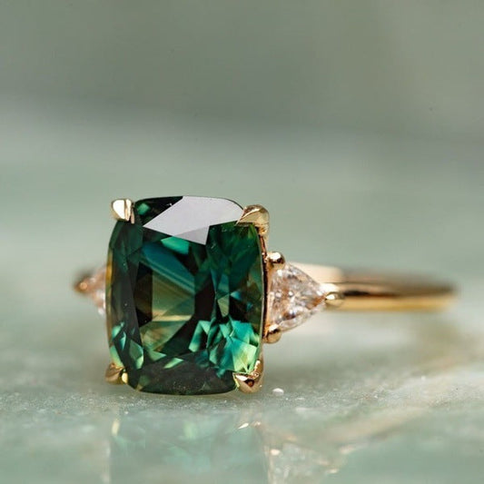 Vintage-Inspired Green Gemstone Ring | Gold Maya Henry Jewelry