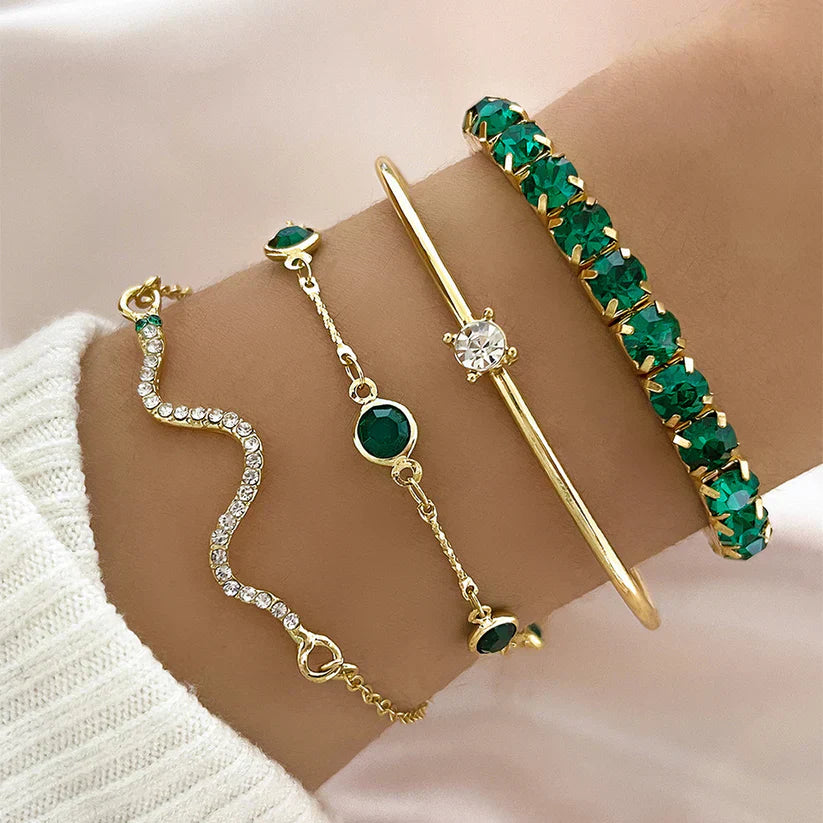 Green Gemstone Bracelet Set Maya Henry Jewelry
