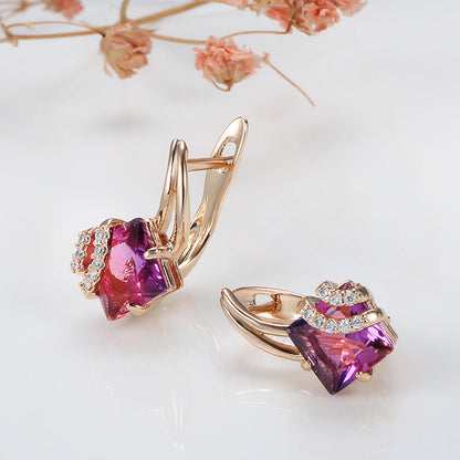 Crimson Square Crystal Earrings | Rosegold Maya Henry Jewelry