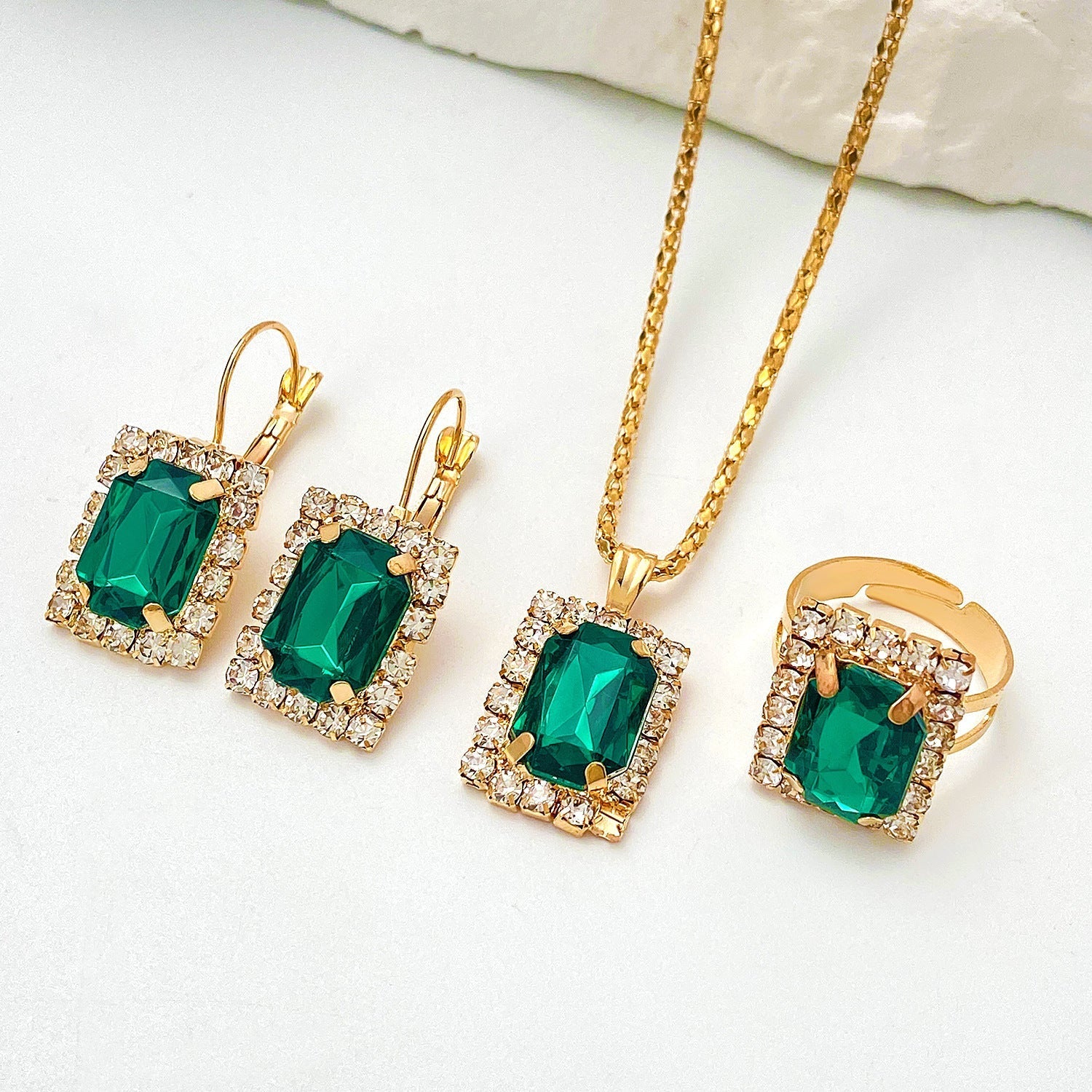 Sylvara Greenveil Jewelry Set | White Gold Maya Henry Jewelry