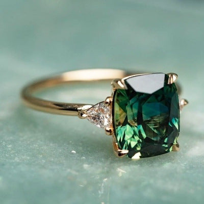 Vintage-Inspired Green Gemstone Ring | Gold Maya Henry Jewelry