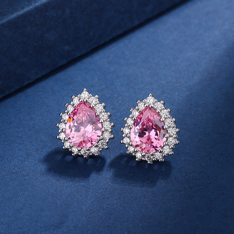 Aria Teardrop Pink Set | White Gold Maya Henry Jewelry