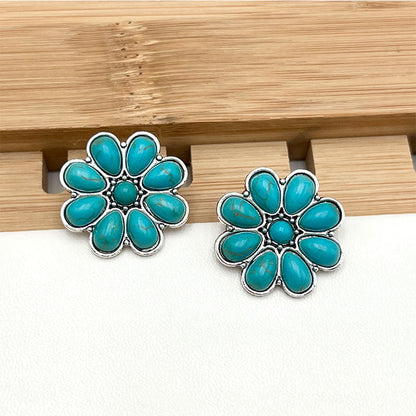 Serelith Turquoise Petal Studs | White Gold Maya Henry Jewelry