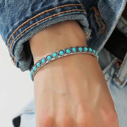 Talisse Turquoise Open Bracelet | White Gold Maya Henry Jewelry