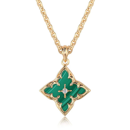Blue Clover Pendant Necklace | Gold Maya Henry Jewelry