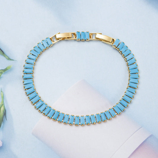 Turquoise Vertéa Tennis Bracelet | Gold Maya Henry Jewelry