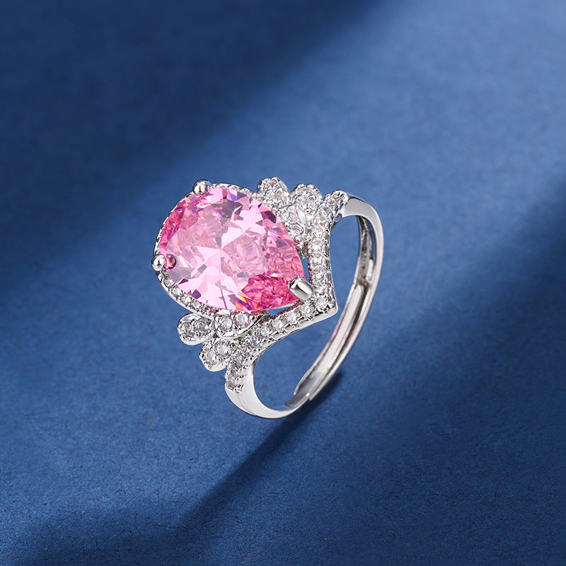 Aria Teardrop Pink Set | White Gold Maya Henry Jewelry