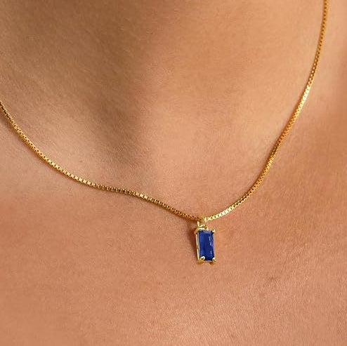 Minimalist Sapphire Pendant Necklace | White Gold Maya Henry Jewelry
