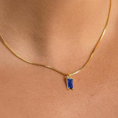 Minimalist Sapphire Pendant Necklace | White Gold Maya Henry Jewelry