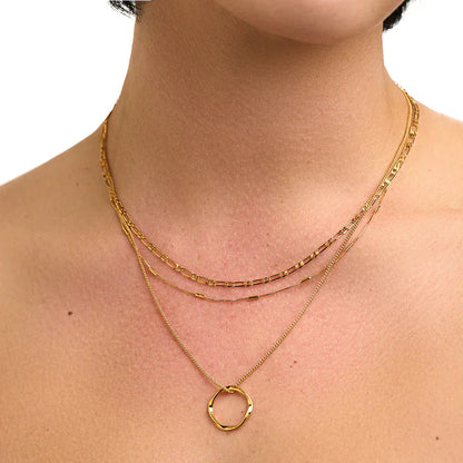Open Circle Three Row Necklace | Gold Maya Henry Jewelry