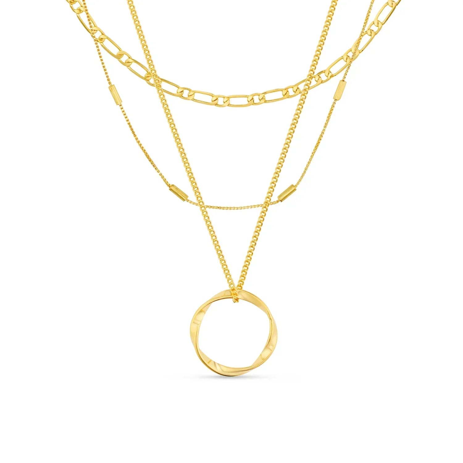 Open Circle Three Row Necklace | Gold Maya Henry Jewelry