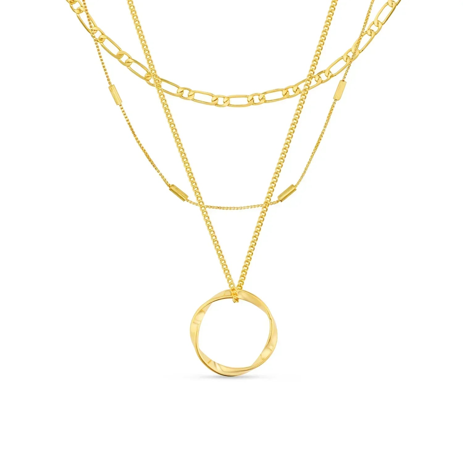 Open Circle Three Row Necklace | Gold Maya Henry Jewelry