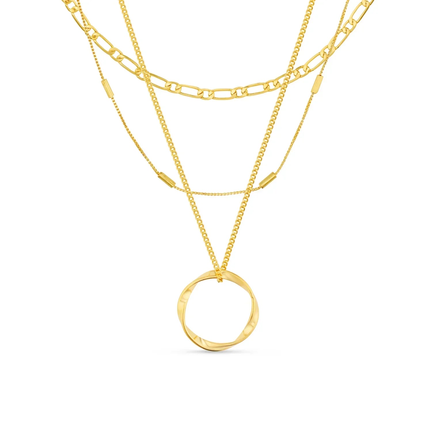 Open Circle Three Row Necklace | Gold Maya Henry Jewelry