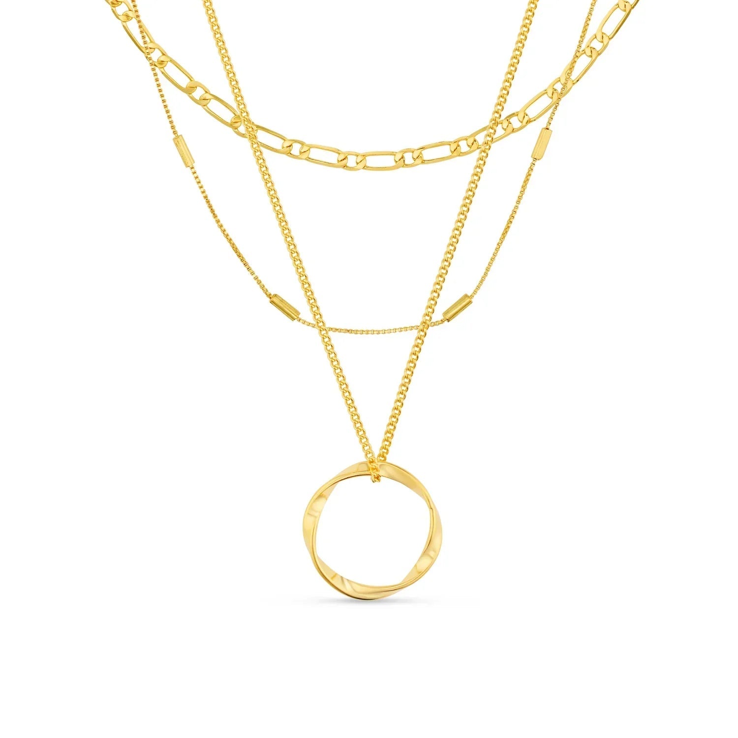 Open Circle Three Row Necklace | White Gold Maya Henry Jewelry