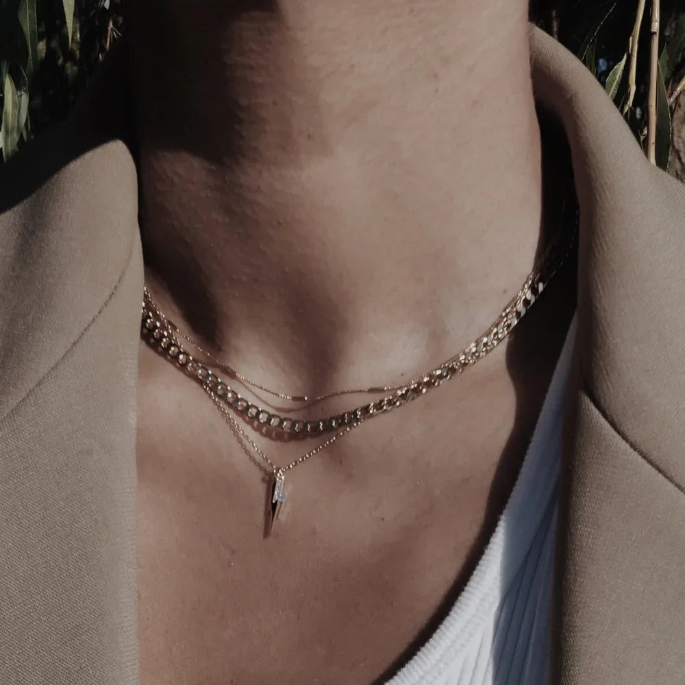 Flat Link Curb Chain Necklace | White Gold Maya Henry Jewelry