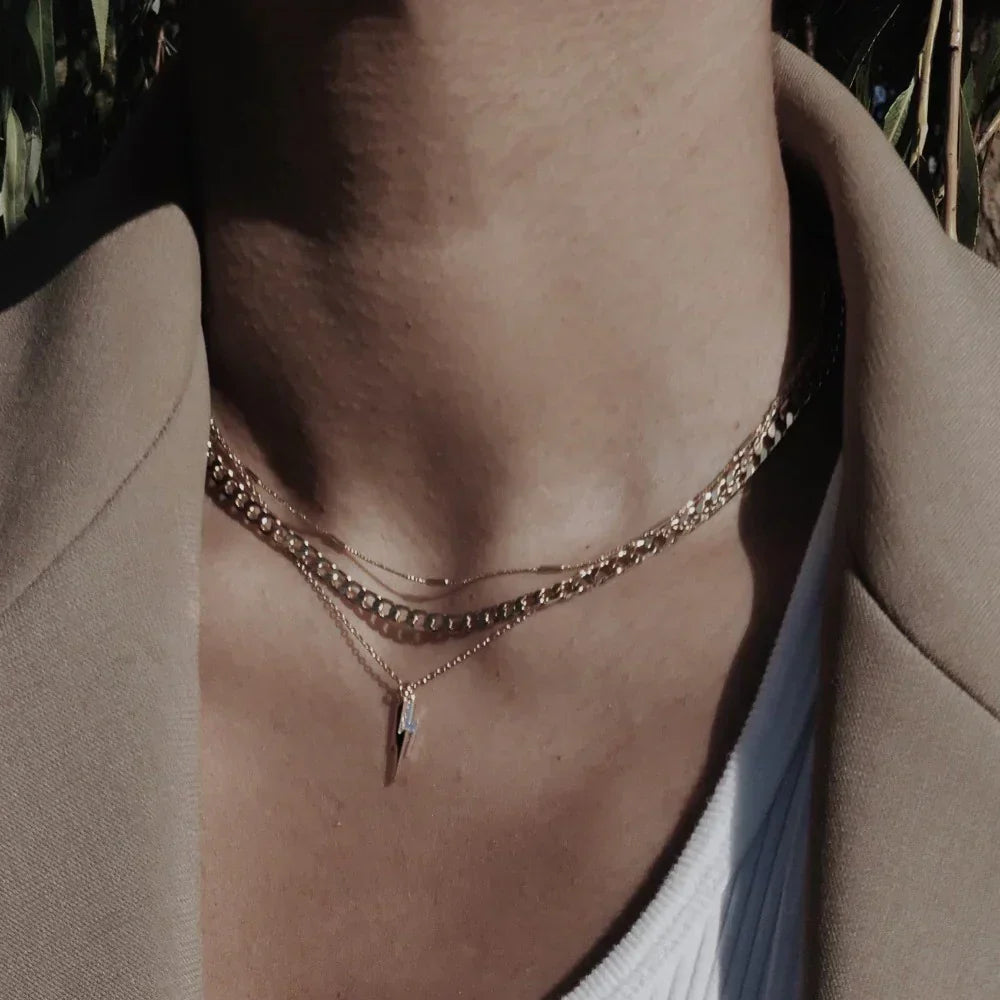 Flat Link Curb Chain Necklace | Gold Maya Henry Jewelry