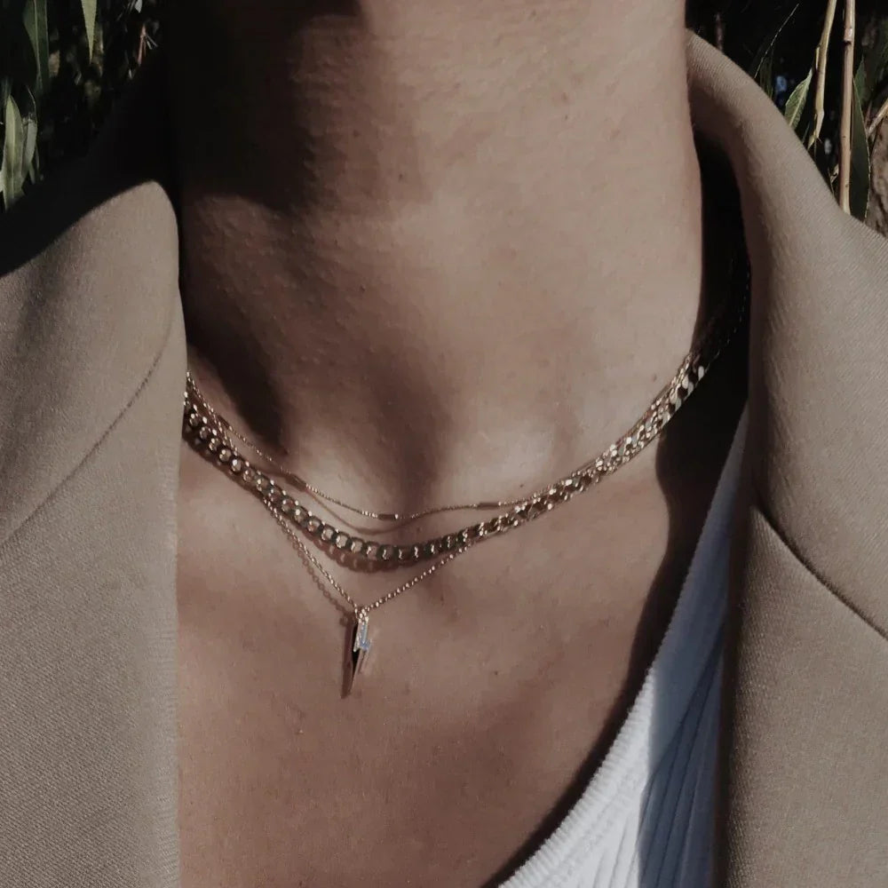 Flat Link Curb Chain Necklace | Gold Maya Henry Jewelry