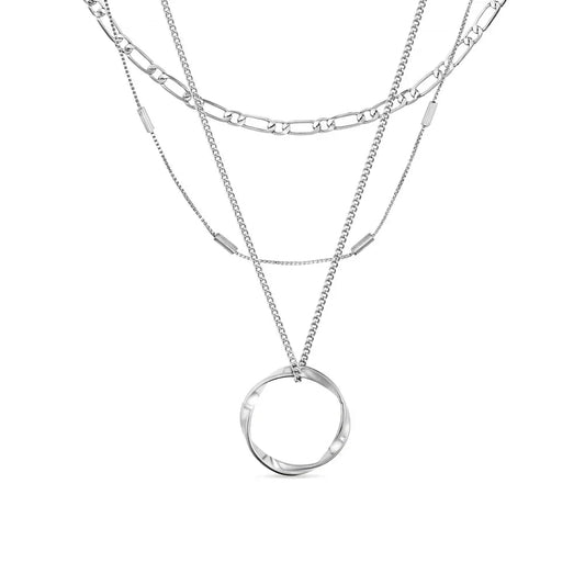 Open Circle Three Row Necklace | White Gold Maya Henry Jewelry