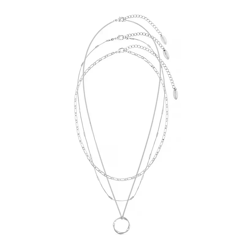Open Circle Three Row Necklace | White Gold Maya Henry Jewelry