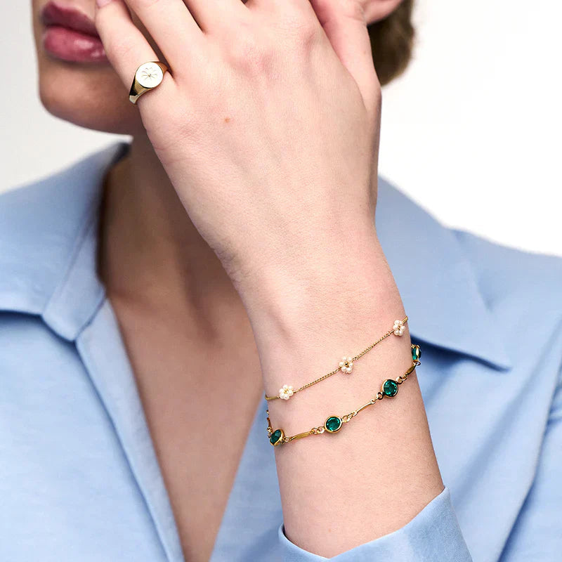 Emerald Link Chain Bracelet | Gold Maya Henry Jewelry