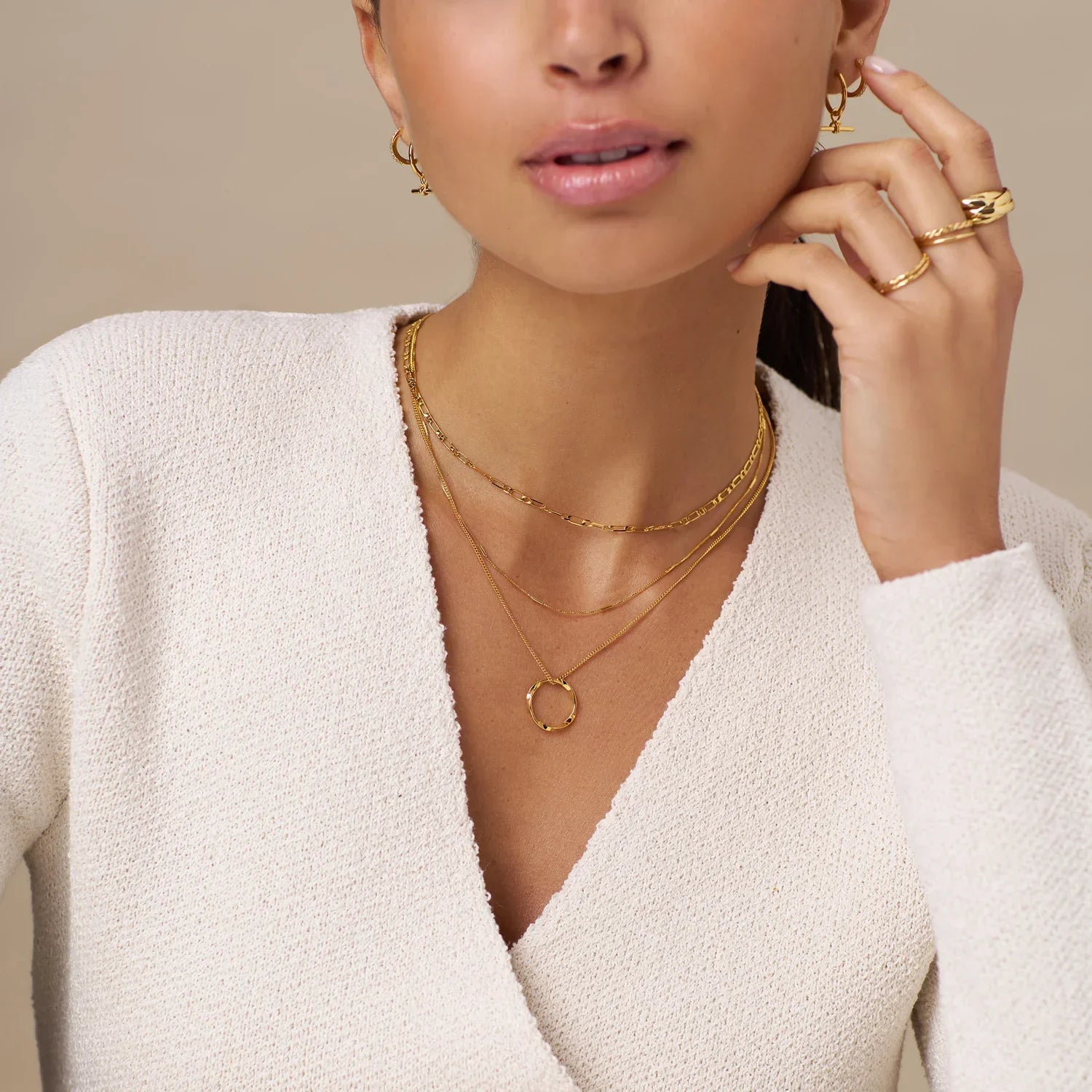 Open Circle Three Row Necklace | Gold Maya Henry Jewelry
