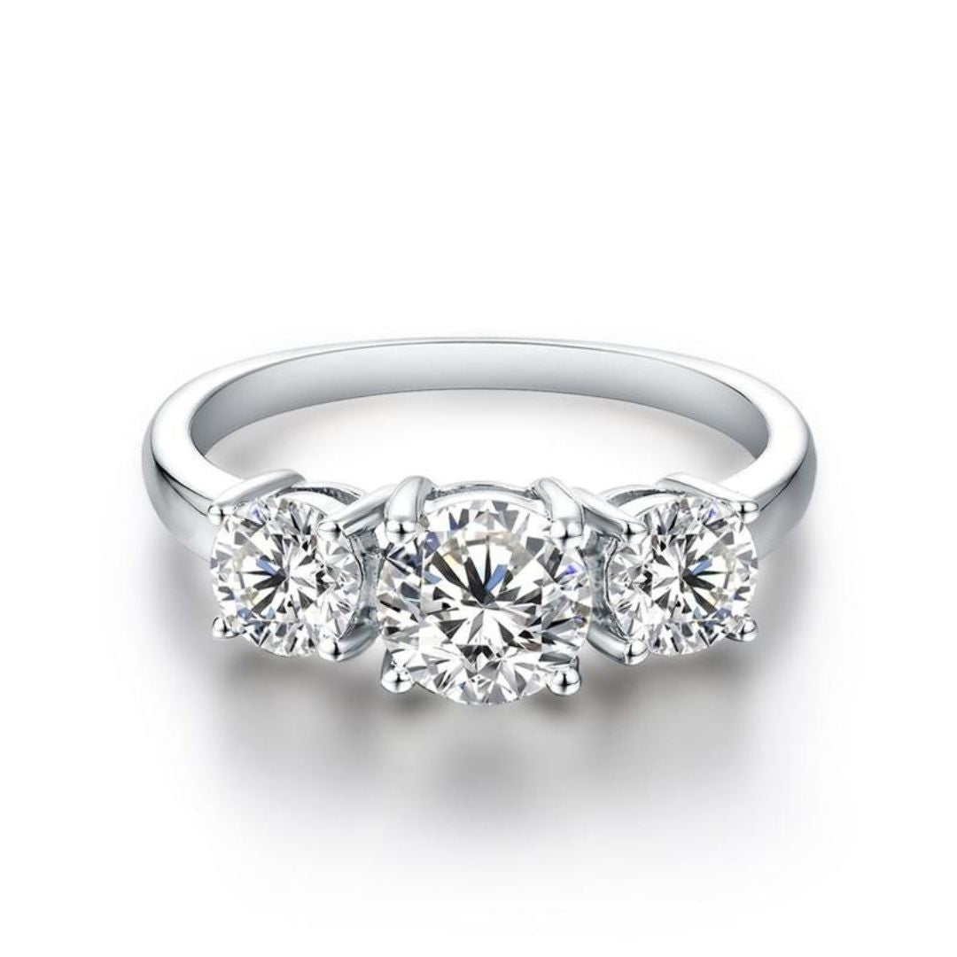Clare Triple Stone Ring | White gold Maya Henry Jewelry