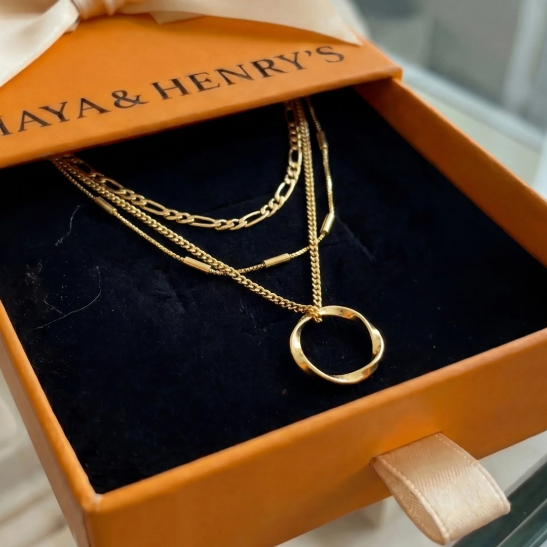 Open Circle Three Row Necklace | Gold Maya Henry Jewelry