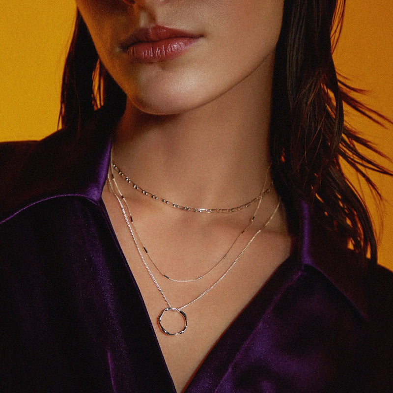 Open Circle Three Row Necklace | White Gold Maya Henry Jewelry