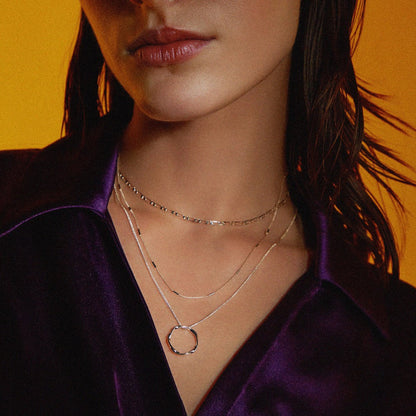 Open Circle Three Row Necklace | White Gold Maya Henry Jewelry