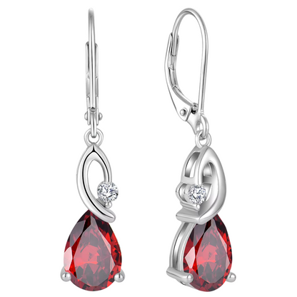Pear-Cut Zircon & Ruby Water Drop Earrings Maya Henry Jewelry