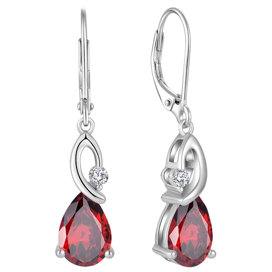 Pear-Cut Zircon & Ruby Water Drop Earrings Maya Henry Jewelry